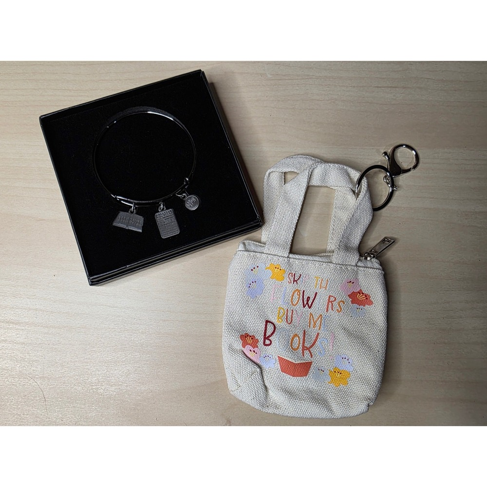 Litjoy Crate Accessory Bundle OS Cream Silver Excellent Bookish Charm Bangle Bag